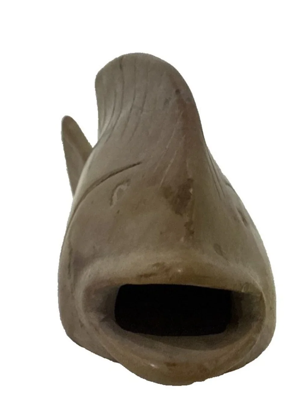 Hand Carved Natural Stone Fish Sculpture Statue Coastal Beach House Decor 4.5